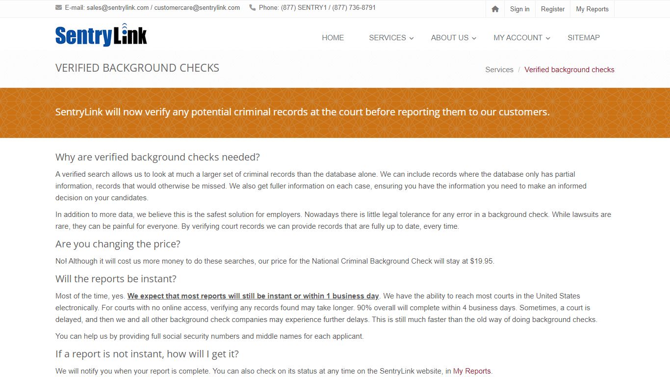 Verified background checks - SentryLink